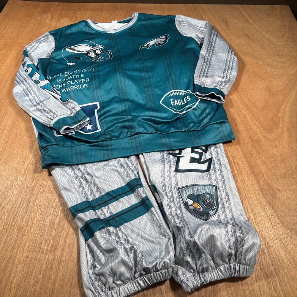 Philadelphia Eagles Tracksuit Mens XL Teal Green Grey NFL Fan Gear Set